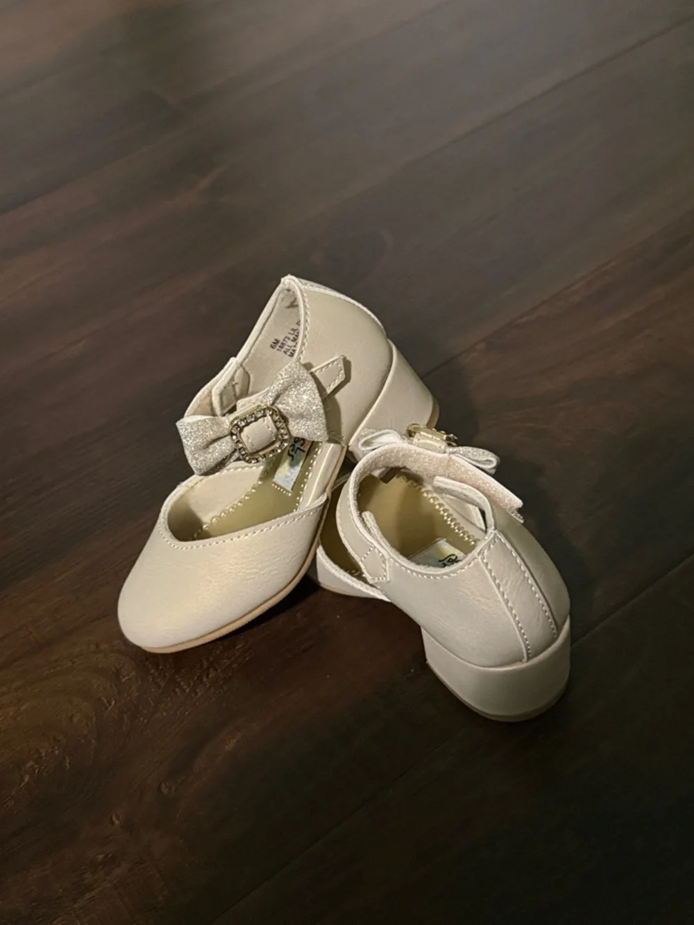 Rachel Shoes Cream Sparkle Bow Mary Janes